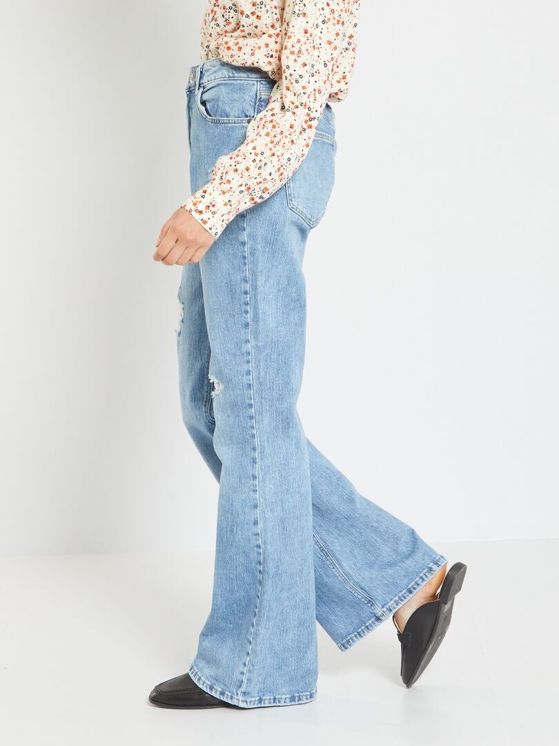 Flared Jeans Met Hoge Taille Blauw Kiabi