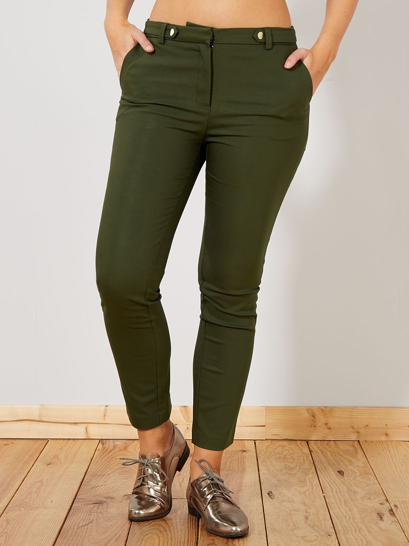 Slimfit Broek Met Hoge Taille Groen Kiabi 18 00