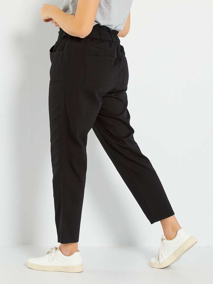 Slouchy Broek Van Keperstof Zwart Kiabi