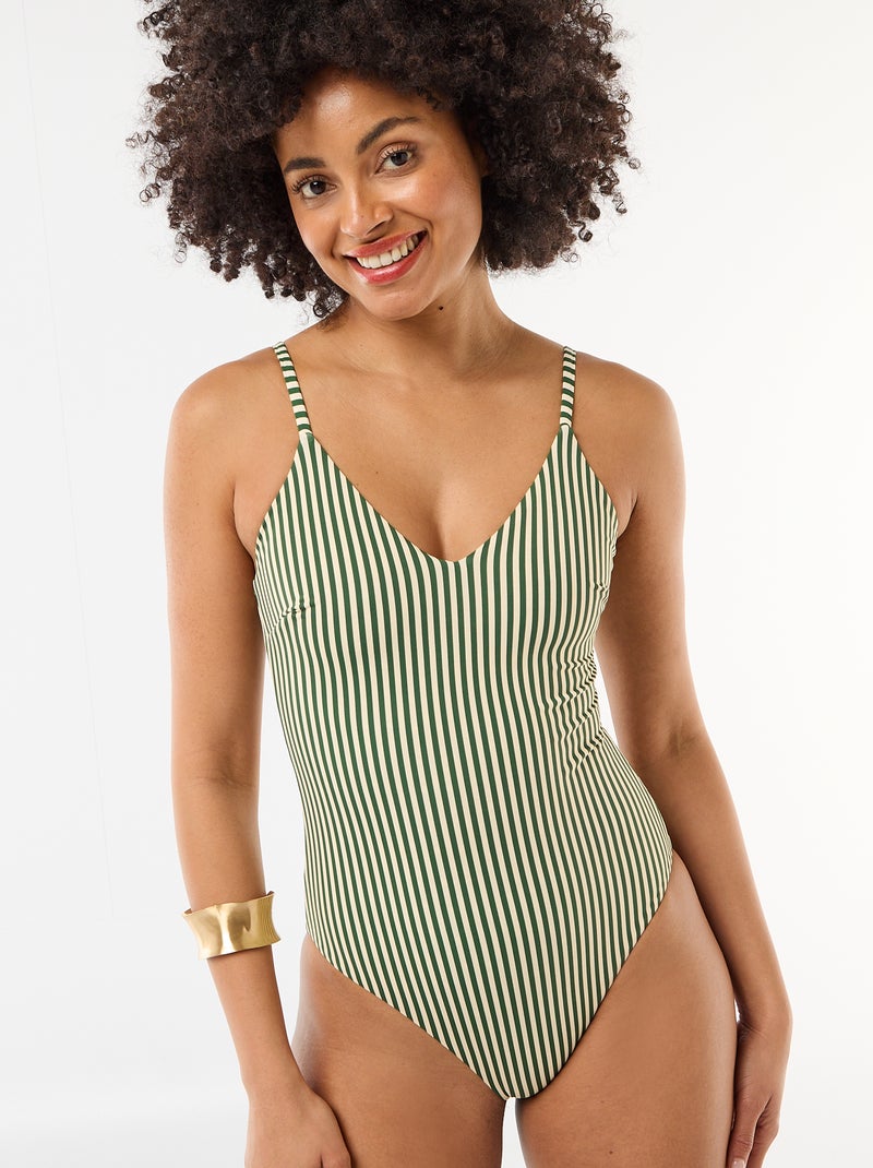 1-delig badpak met omkeerbare print Groen - Kiabi