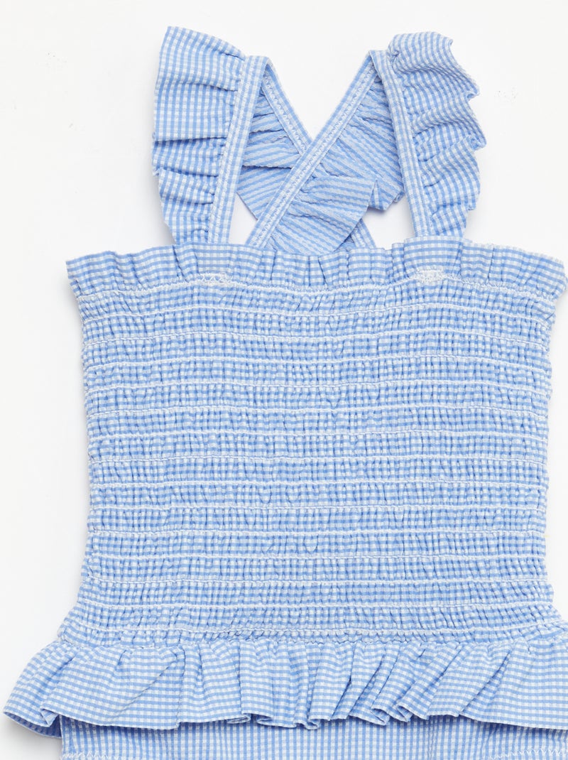 1-delig gesmokt badpak met ruches Blauw - Kiabi