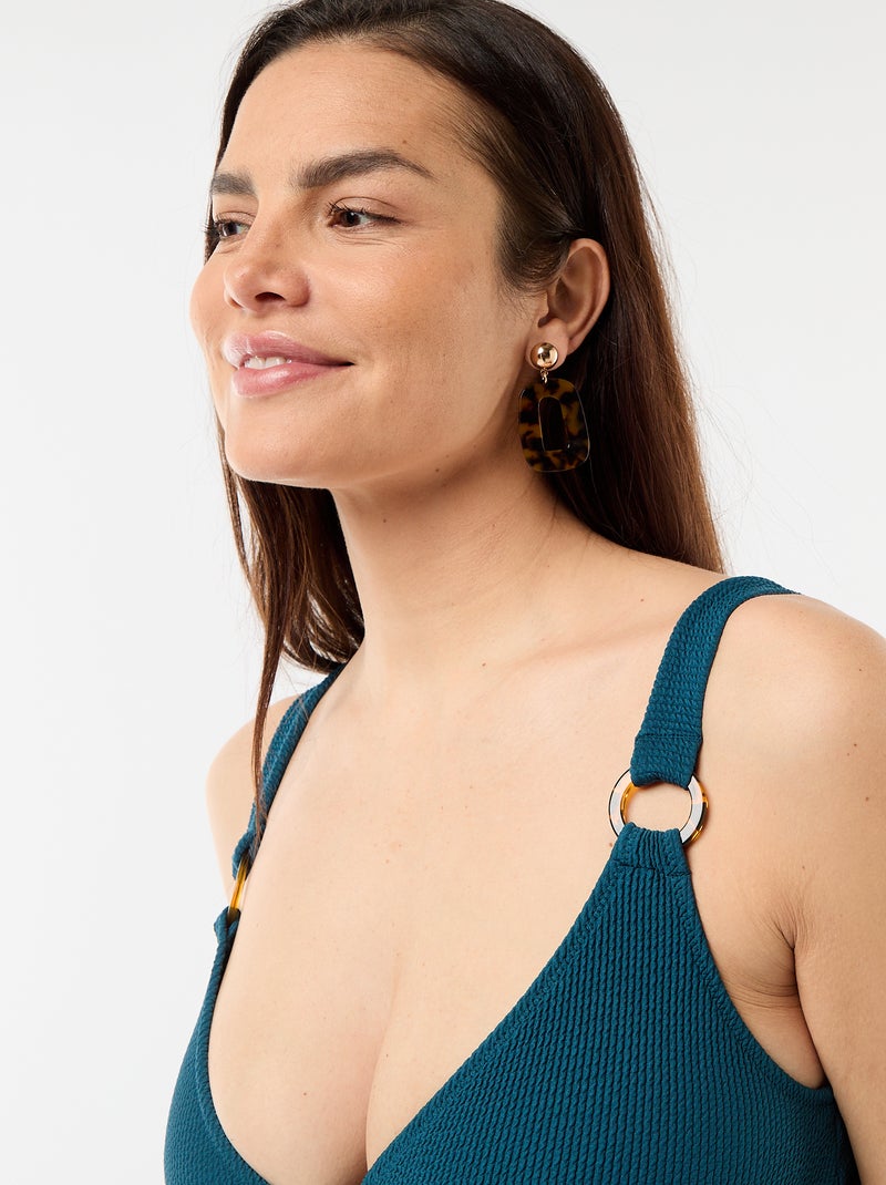 1-delig zwangerschapsbadpak van gewafelde stof Blauw - Kiabi