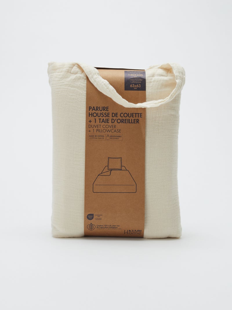 1-persoons dekbedovertrekset (140 x 200cm) van katoenen mousseline - Kiabi Home BIEGE - Kiabi