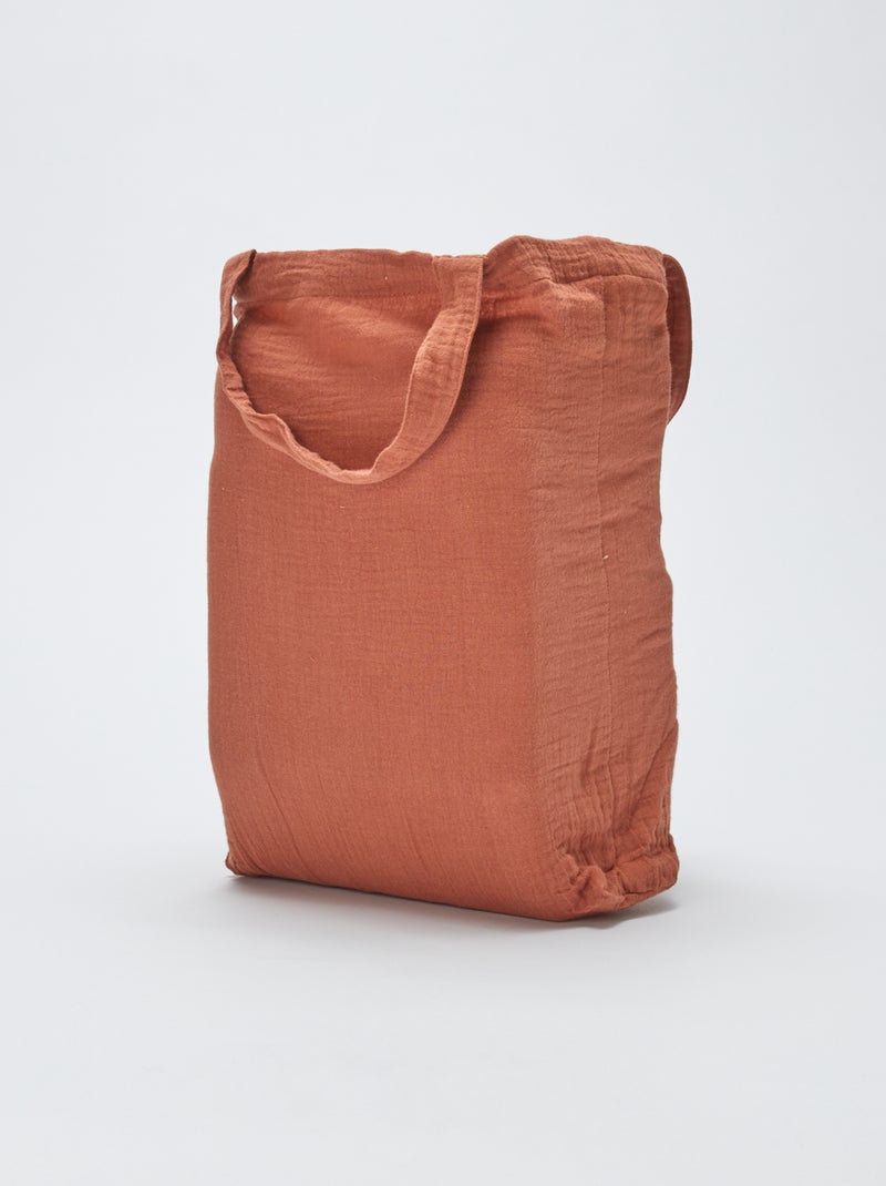 1-persoons dekbedovertrekset (140 x 200cm) van katoenen mousseline - Kiabi Home BRUIN - Kiabi