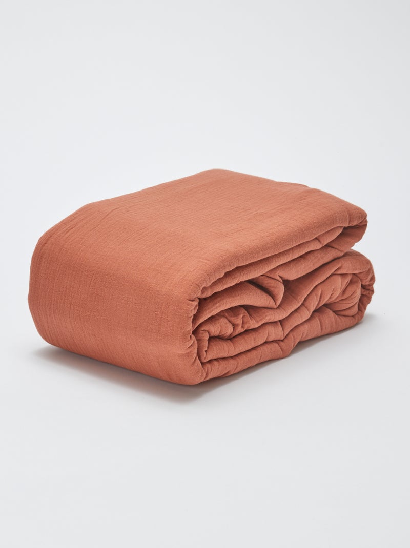 1-persoons dekbedovertrekset (140 x 200cm) van katoenen mousseline - Kiabi Home BRUIN - Kiabi