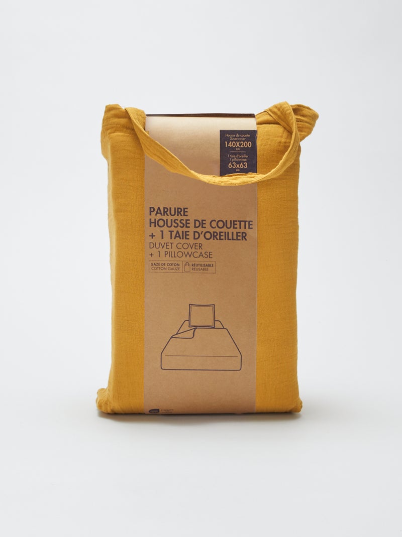 1-persoons dekbedovertrekset (140 x 200cm) van katoenen mousseline - Kiabi Home GEEL - Kiabi