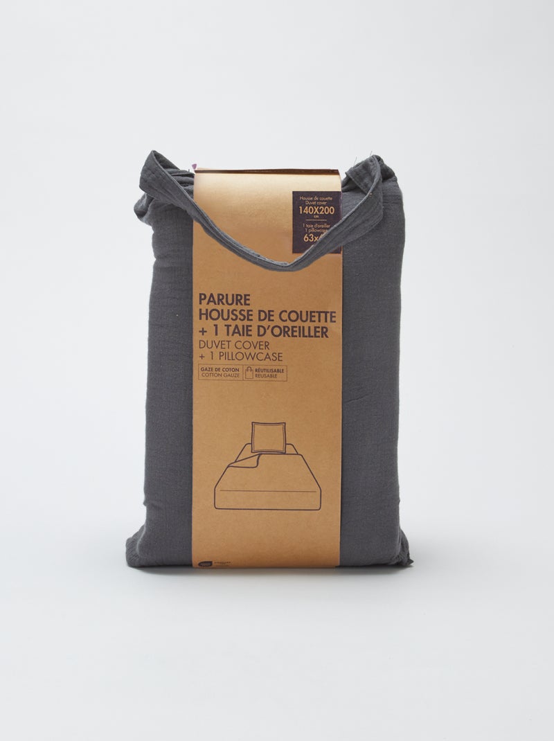 1-persoons dekbedovertrekset (140 x 200cm) van katoenen mousseline - Kiabi Home GRIJS - Kiabi