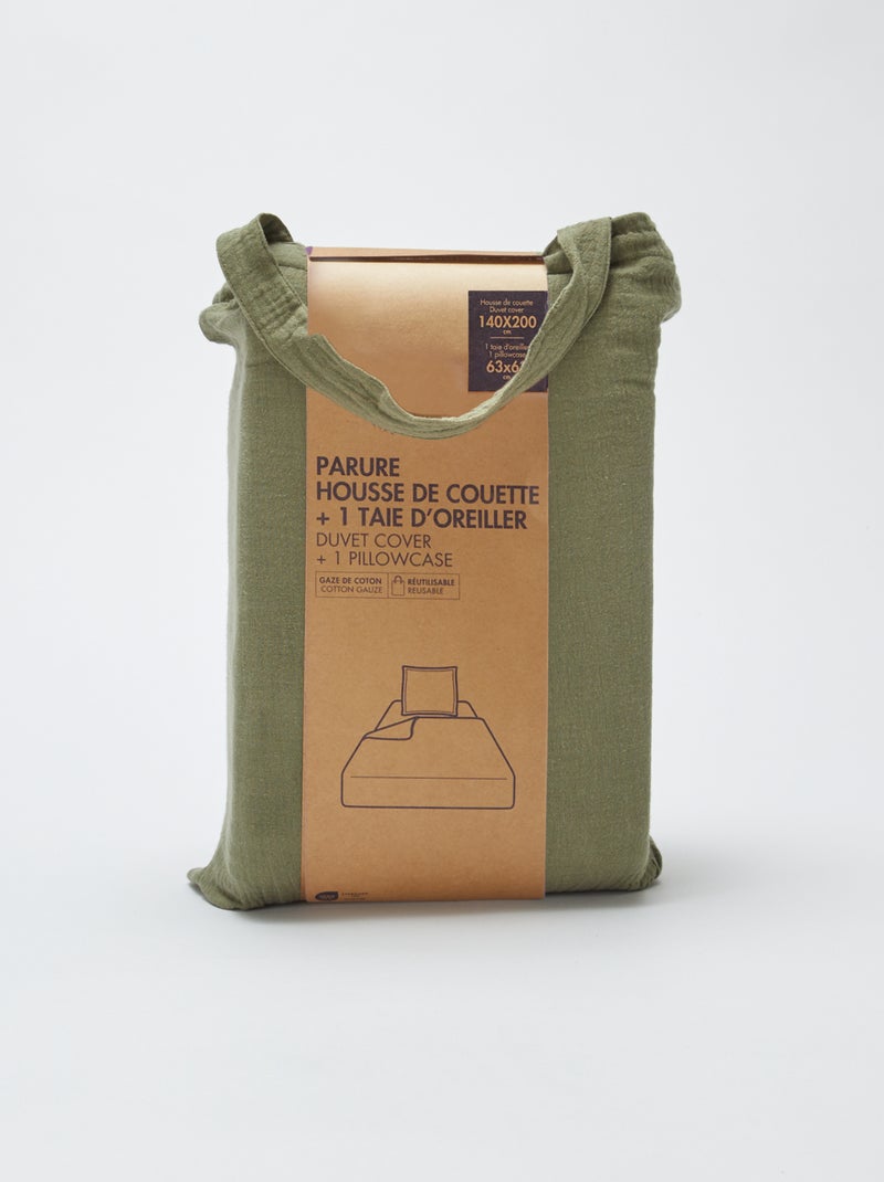 1-persoons dekbedovertrekset (140 x 200cm) van katoenen mousseline - Kiabi Home groen - Kiabi