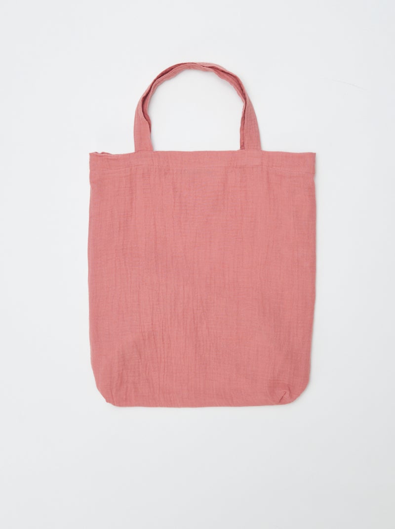 1-persoons dekbedovertrekset (140 x 200cm) van katoenen mousseline - Kiabi Home Rose - Kiabi