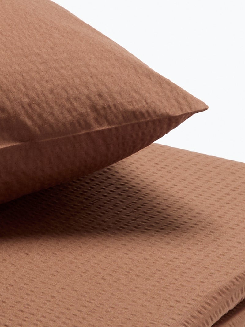 2-delige beddengoedset - dekbedovertrek + kussensloop - 140 x 200 cm Bruin - Kiabi