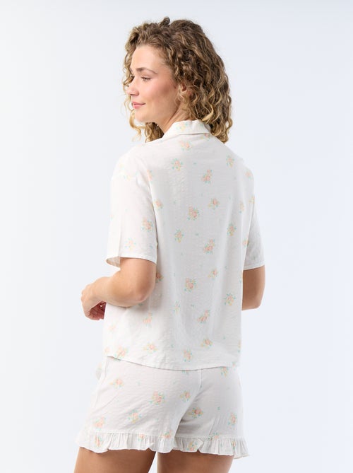 2-delige bedrukte korte pyjama van katoenvoile - Kiabi