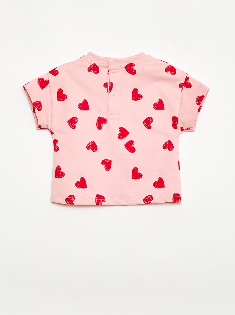 2-delige bedrukte set short + T-shirt Rose - Kiabi