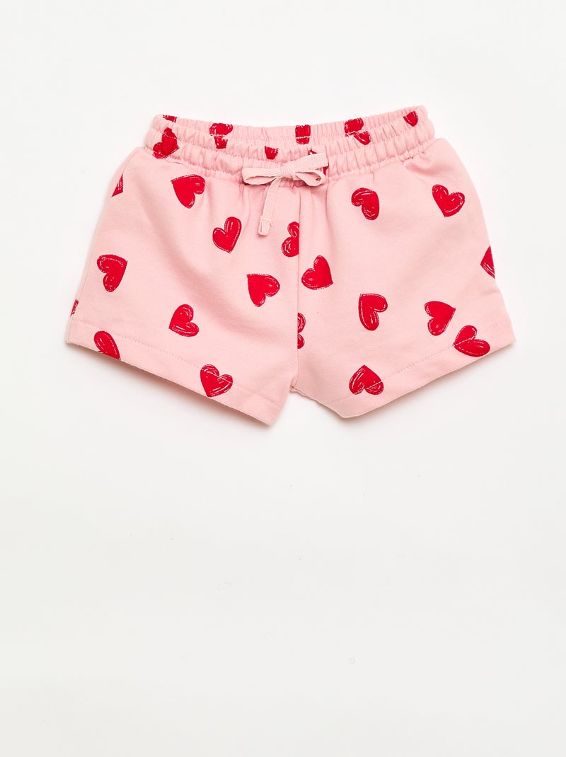 2-delige bedrukte set short + T-shirt Rose - Kiabi