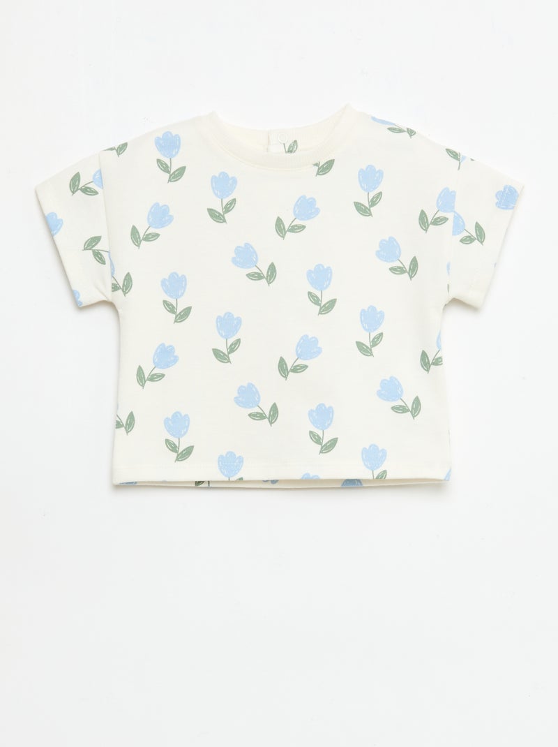 2-delige bedrukte set short + T-shirt Wit - Kiabi