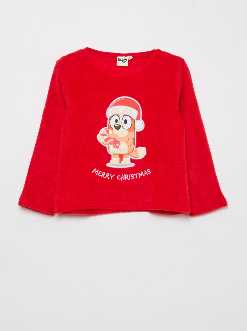 2-delige 'Bluey' kerstpyjamaset van fleece Rood - Kiabi