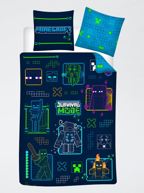 2-delige dekbedovertrekset 'Minecraft': 1 eenpersoons dekbedovertrek + 1 kussensloop - Kiabi