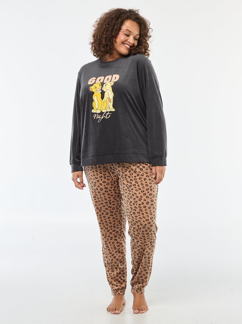 2-delige Disney-pyjama van fleecestof met De Leeuwenkoning-print met Simba Grijs - Kiabi