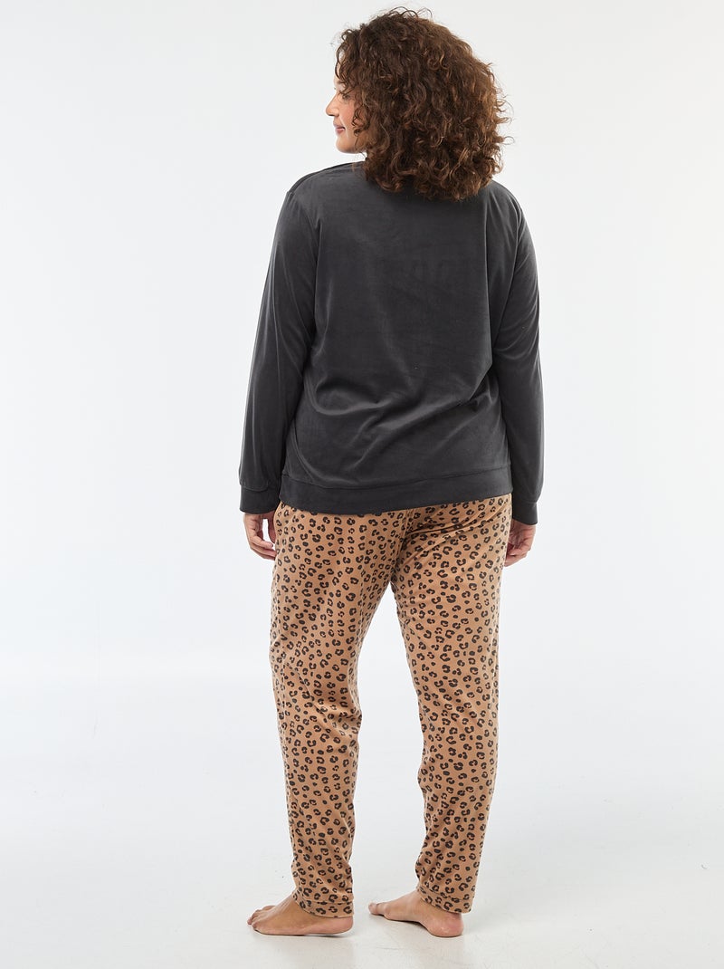 2-delige Disney-pyjama van fleecestof met De Leeuwenkoning-print met Simba Grijs - Kiabi