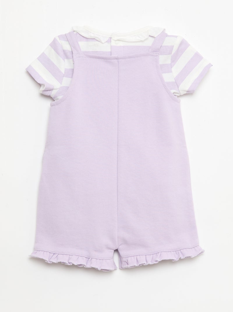 2-delige Disney-set - T-shirt + korte jumpsuit Paars - Kiabi