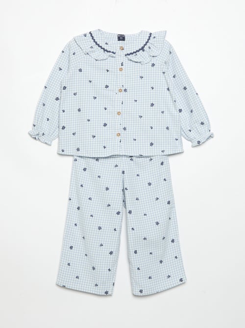 2-delige flanellen pyjama - Bovenstuk met knoopjes + broek - Kiabi