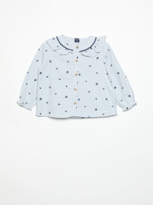 2-delige flanellen pyjama - Bovenstuk met knoopjes + broek - Kiabi