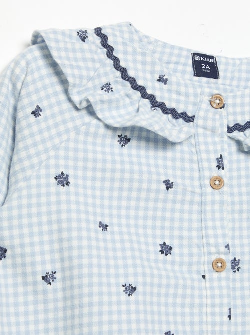 2-delige flanellen pyjama - Bovenstuk met knoopjes + broek - Kiabi