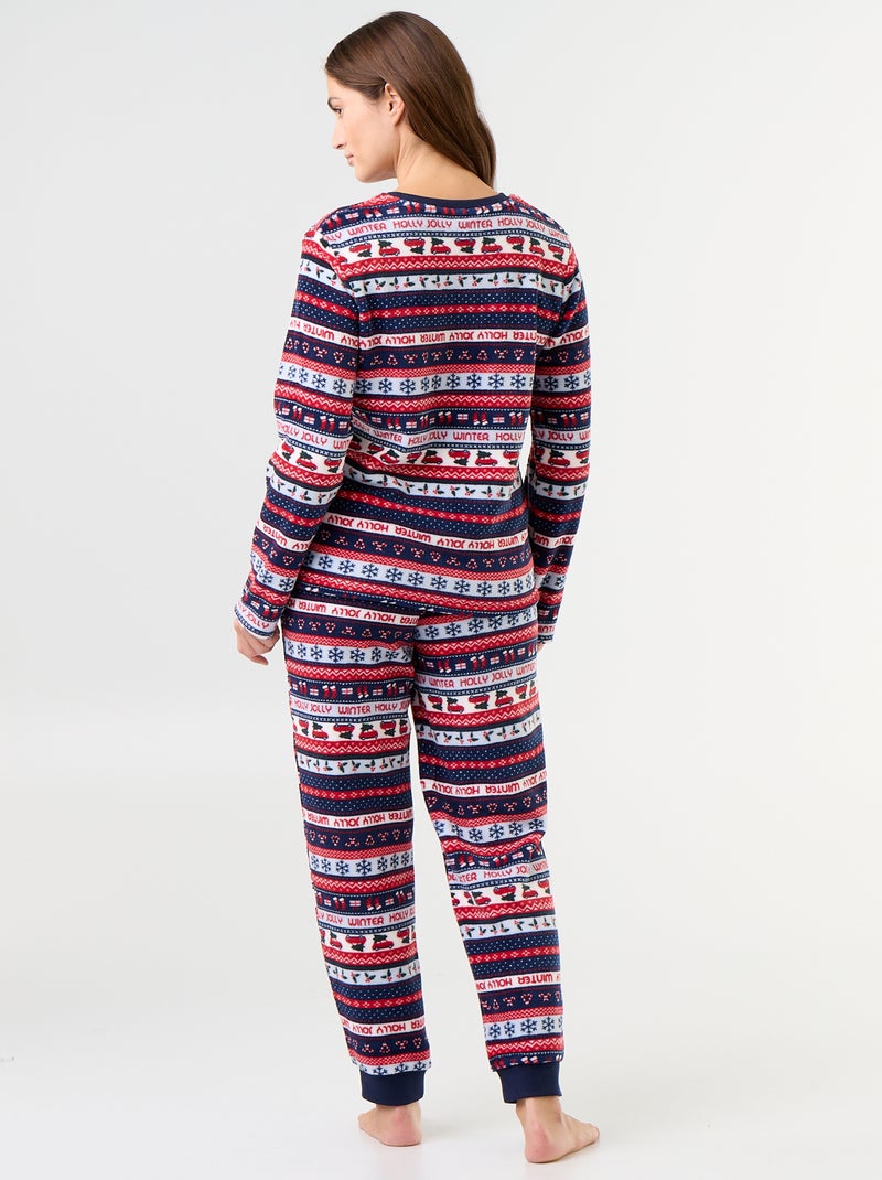 2-delige fleece pyjamaset Blauw - Kiabi