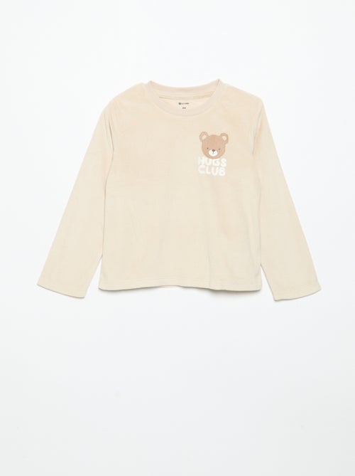 2-delige fleece pyjamaset met geanimeerde capuchon - Kiabi