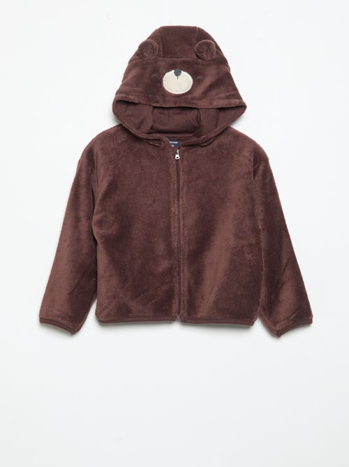 2-delige fleece pyjamaset met geanimeerde capuchon - Kiabi