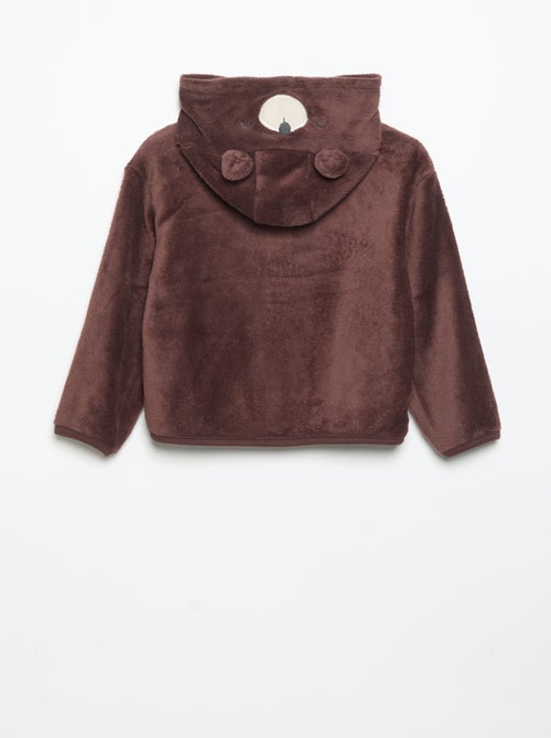 2-delige fleece pyjamaset met geanimeerde capuchon - Kiabi