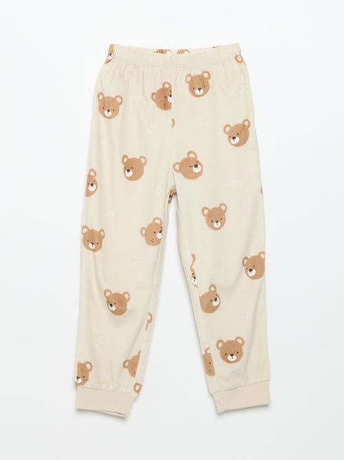 2-delige fleece pyjamaset met geanimeerde capuchon - Kiabi