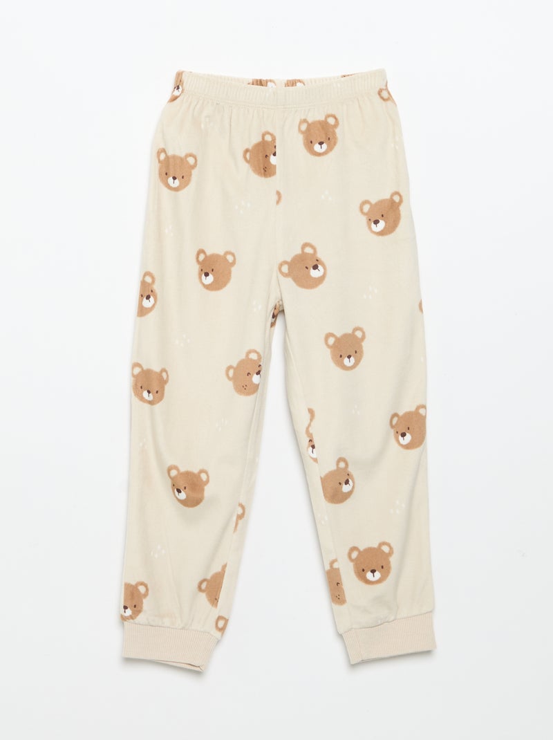 2-delige fleece pyjamaset met geanimeerde capuchon Biege - Kiabi