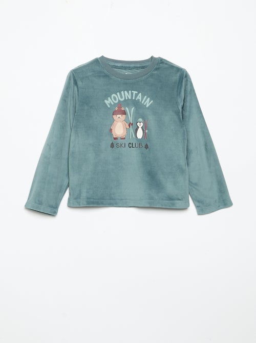 2-delige fleece pyjamaset met geanimeerde capuchon - Kiabi