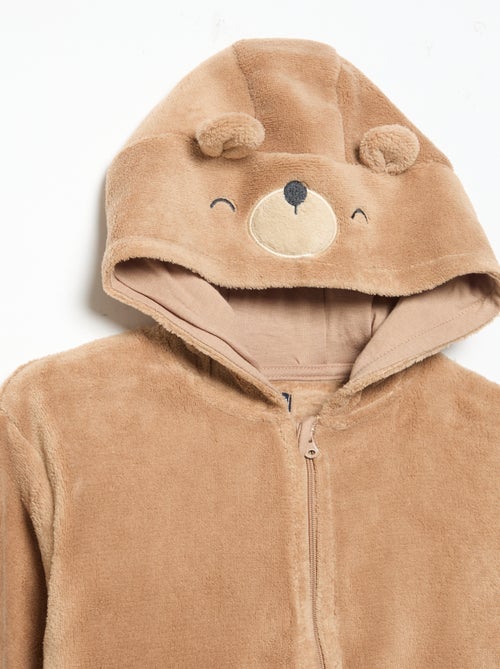 2-delige fleece pyjamaset met geanimeerde capuchon - Kiabi