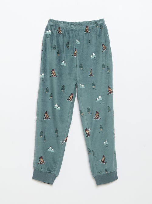 2-delige fleece pyjamaset met geanimeerde capuchon - Kiabi