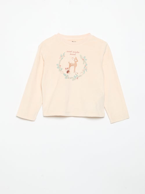 2-delige fleece pyjamaset met geanimeerde capuchon - Kiabi