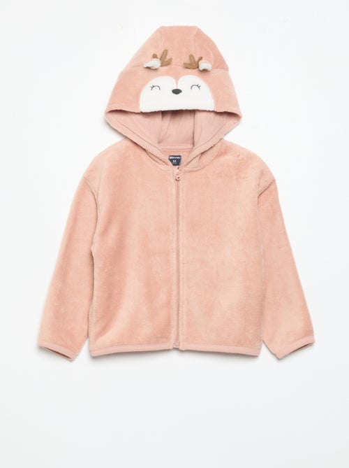 2-delige fleece pyjamaset met geanimeerde capuchon - Kiabi