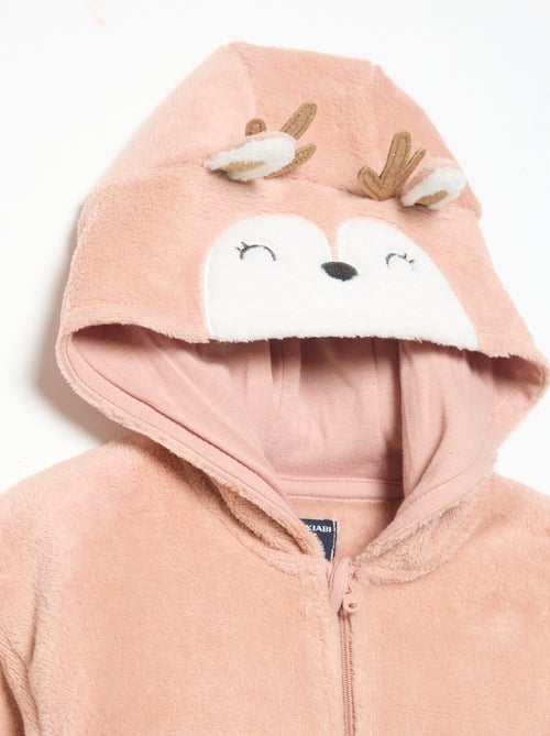 2-delige fleece pyjamaset met geanimeerde capuchon - Kiabi