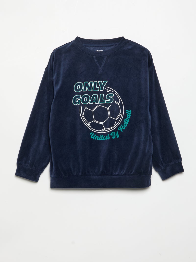 2-delige fleecepyjama - sweatshirt en broek Blauw - Kiabi