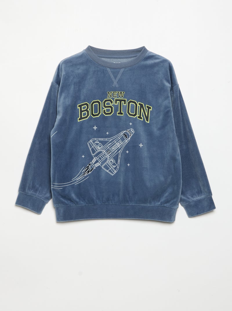 2-delige fleecepyjama - sweatshirt en broek Blauw - Kiabi