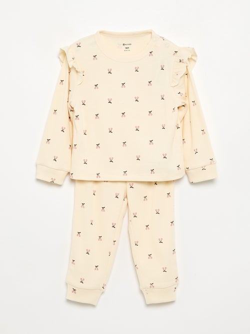 2-delige geprinte pyjama van ribstof - Kiabi