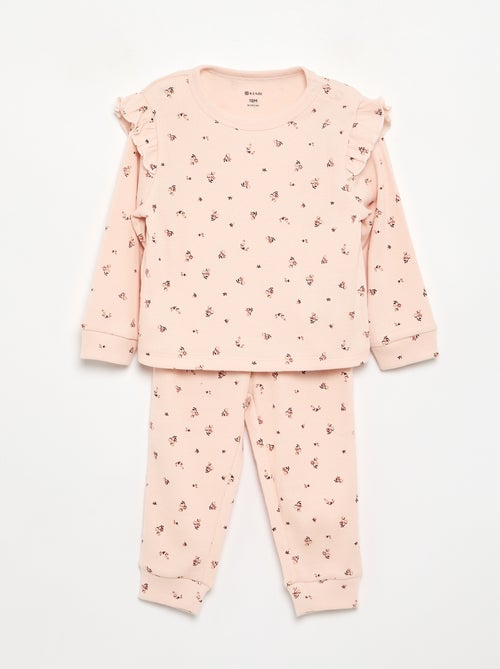 2-delige geprinte pyjama van ribstof - Kiabi