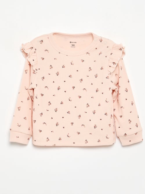 2-delige geprinte pyjama van ribstof - Kiabi