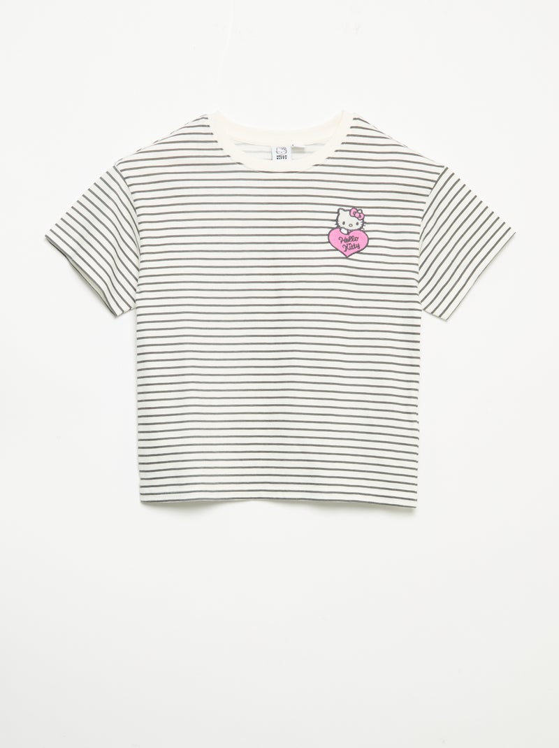 2-delige 'Hello Kitty' set: marinestreep shirt en legging Wit - Kiabi