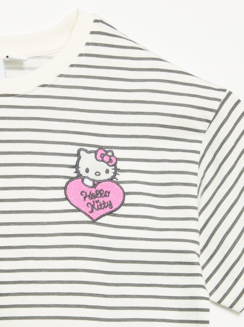 2-delige 'Hello Kitty' set: marinestreep shirt en legging Wit - Kiabi