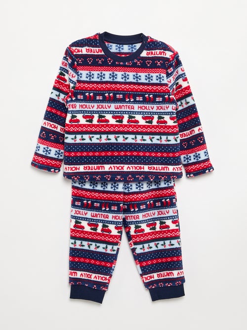 2-delige jacquard pyjama van fleece - sweater + broek - Kiabi