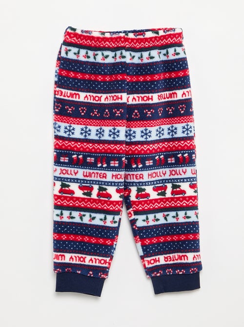 2-delige jacquard pyjama van fleece - sweater + broek - Kiabi