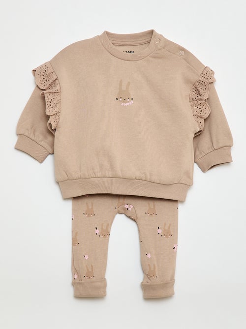 2-delige jogging set met sweat met volant + broek - Kiabi