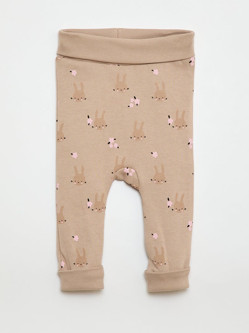 2-delige jogging set met sweat met volant + broek Biege - Kiabi