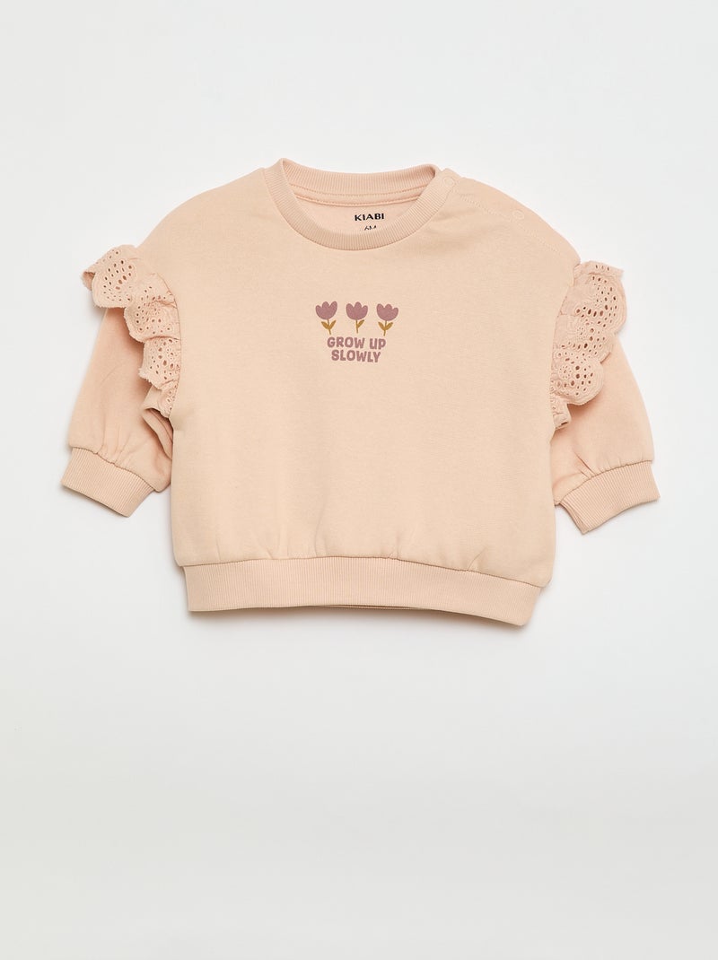 2-delige jogging set met sweater met volant + broek Rose - Kiabi